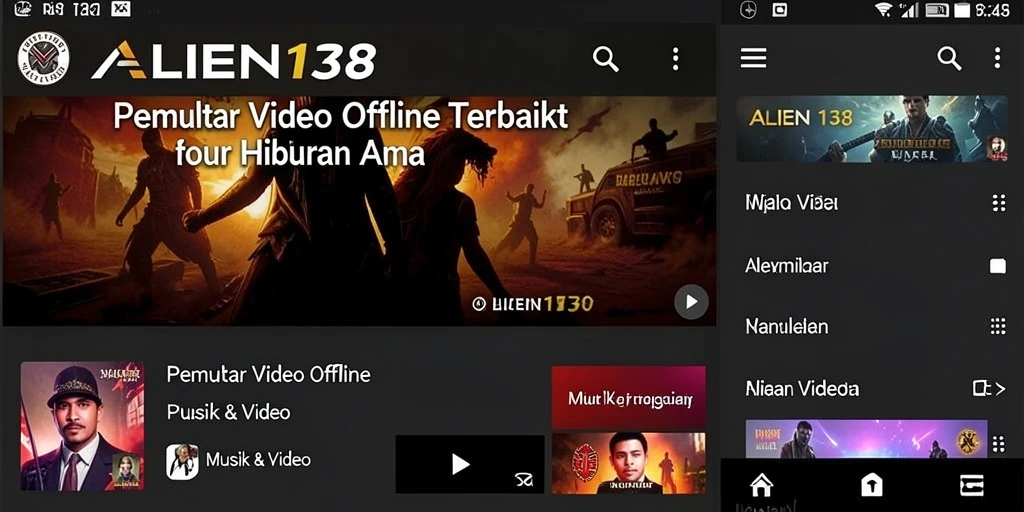 Antarmuka ALIEN138 dengan fitur Pemutar Video Offline yang intuitif.
