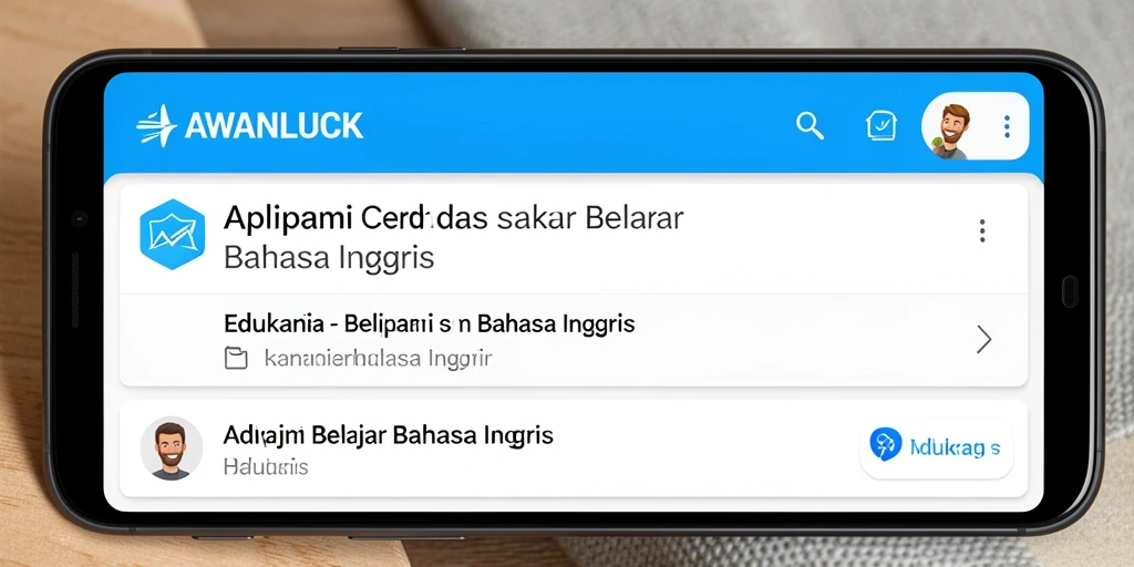 Antarmuka AWANLUCK untuk belajar bahasa Inggris dengan mudah.